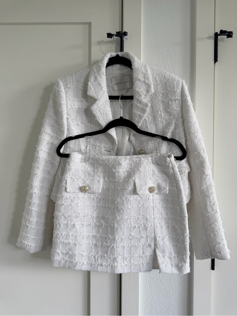 Endless Rose White Tweed Blazer and Skirt Set